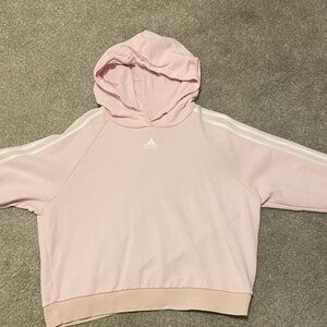 Adidas Soft Pink Hoodie with White Stripes